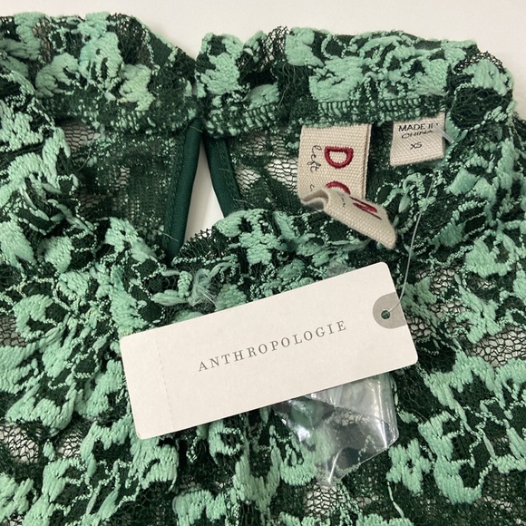Anthropology Dolan green Lacey holiday top shirt blouse sz XS NEW - Picture 3 of 5